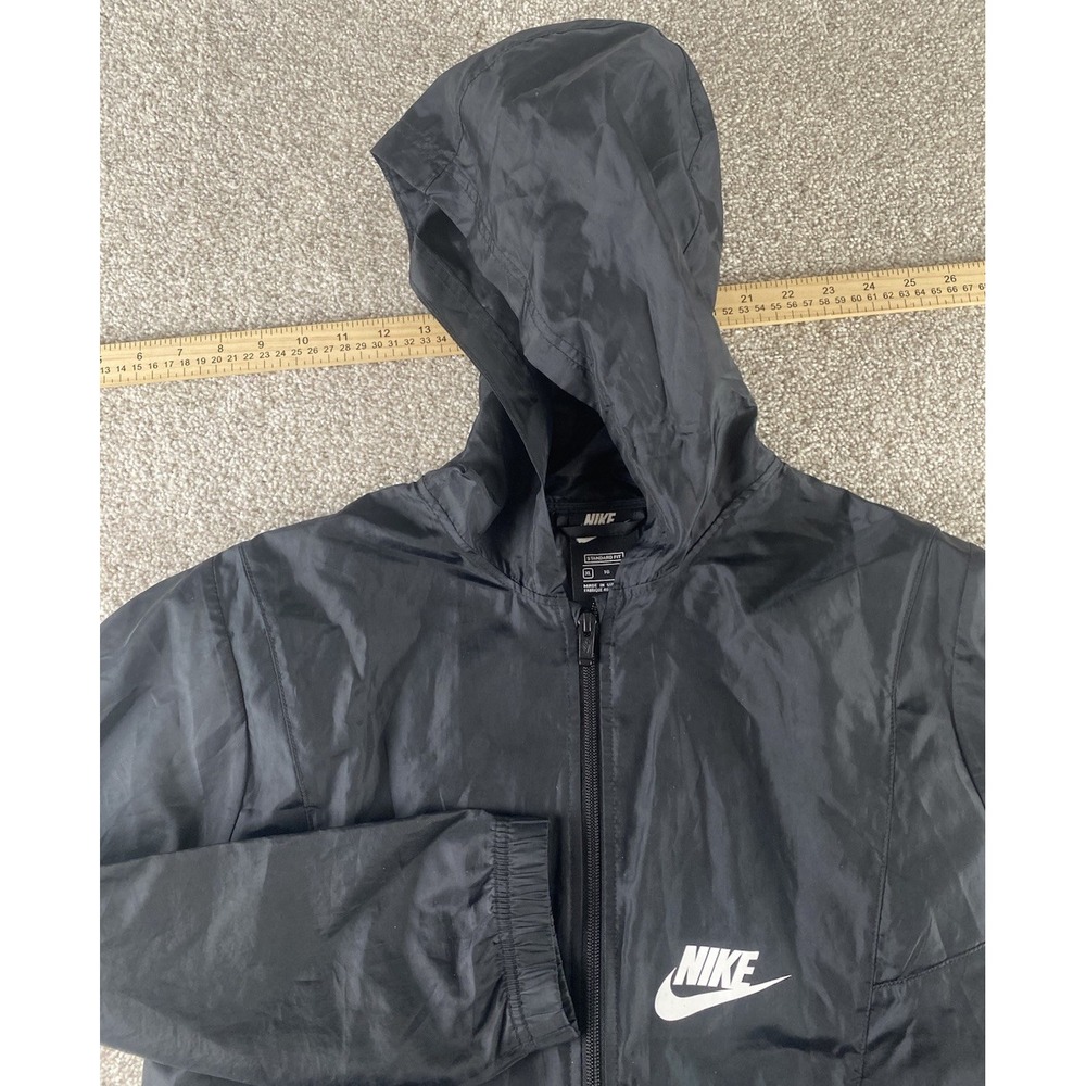 Nike Windbreaker Performance Light Black Hooded Jacket Mens XL Pockets Rain Gym